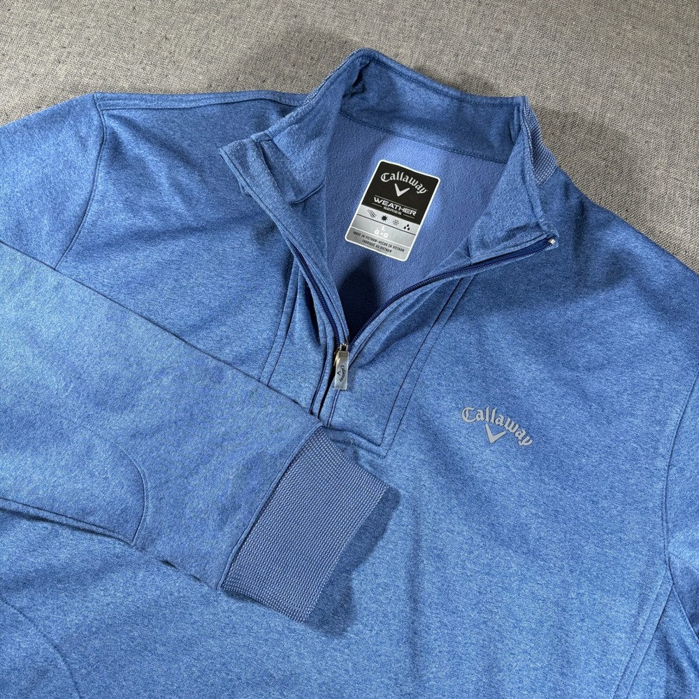 Callaway Quarter Zip Pullover Mens Large Blue Weather Series Fleece Lined Golf